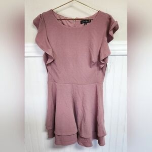 Crystal Doll Mauve Flutter-Sleeve Dress Large Juniors - New With Tags